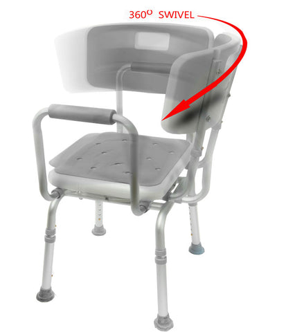 Swivel Shower Chair with Back and Removable Arms