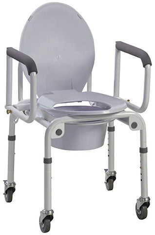 Commode with Drop Arms On Wheels