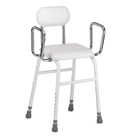 Perching Stool with Padded Seat & Back and Arms